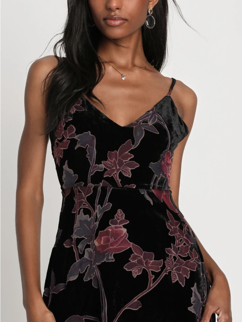Lulus I Love You Amore Black Floral Velvet Tiered Maxi Dress